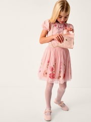 Monsoon Pink Floral Embroidered Top & Skirt Set - Image 1 of 4