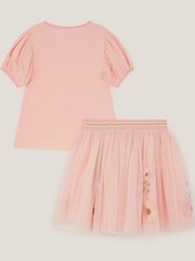 Monsoon Pink Floral Embroidered Top & Skirt Set - Image 3 of 4