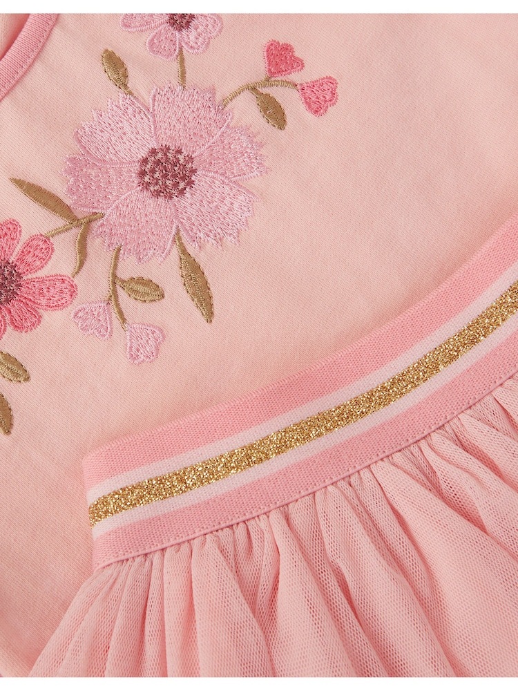 Monsoon Pink Floral Embroidered Top & Skirt Set - Image 4 of 4