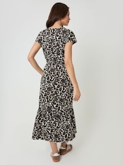 Threadbare Animal Drawstring Waist Boat Neck Cotton Jersey Maxi Dress - Image 4 of 5