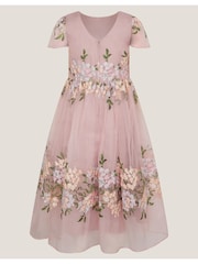 Monsoon Pink Floral Embroidered Organza Party Dress - Image 2 of 4