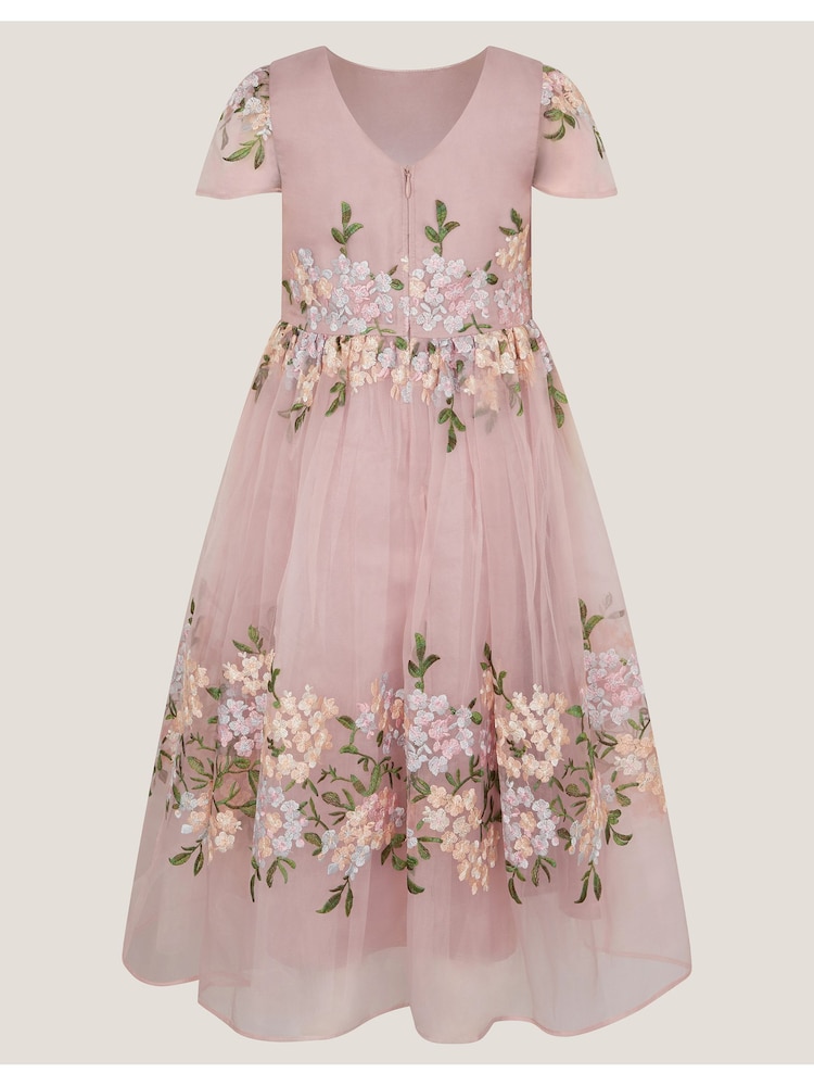 Monsoon Pink Floral Embroidered Organza Party Dress - Image 2 of 4
