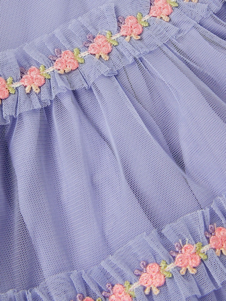 Monsoon Blue Baby Floral Embroidered Tulle Dress - Image 3 of 3