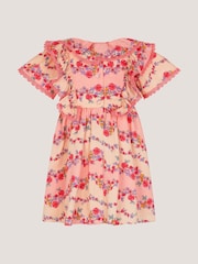 Monsoon Pink Baby Floral Lace Trim Frill Dress - Image 2 of 3
