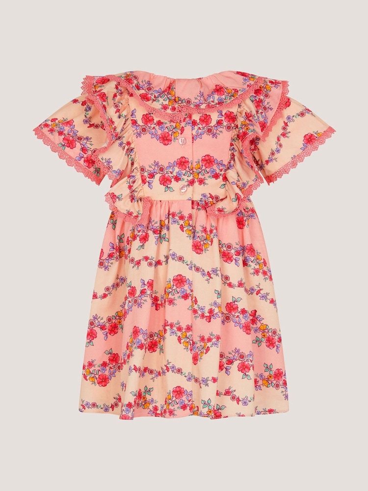 Monsoon Pink Baby Floral Lace Trim Frill Dress - Image 2 of 3 Monsoon Pink Baby Floral Lace Trim Frill Dress - Image 2 of 3