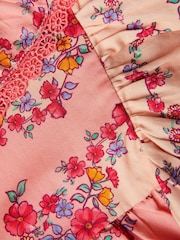 Monsoon Pink Baby Floral Lace Trim Frill Dress - Image 3 of 3