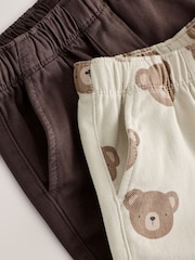 Brown Pull On Wide Leg Trousers 2 Pack (3mths-7yrs) - Image 5 of 6