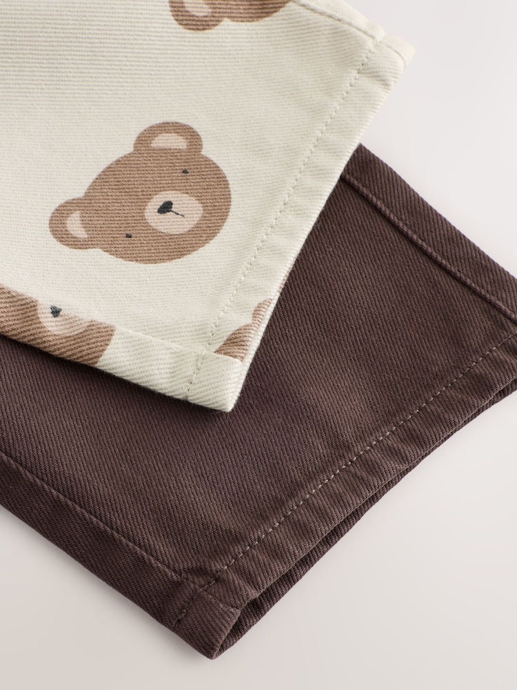 Brown Pull On Wide Leg Trousers 2 Pack (3mths-7yrs) - Image 6 of 6