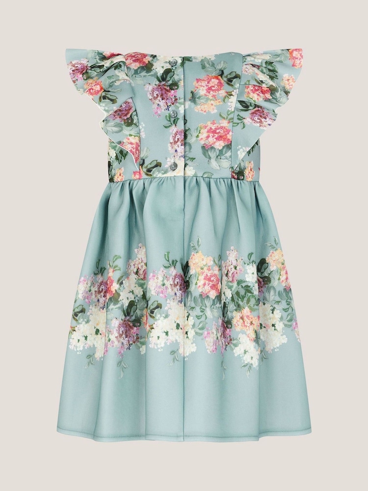 Monsoon Blue Baby Cassie Floral Print Ruffle Dress - Image 2 of 3