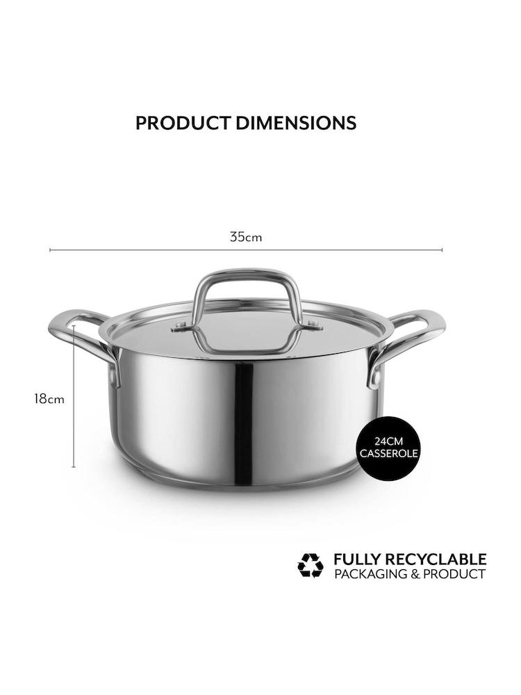 Sur La Table Stainless Steel Casserole with Lid 24cm - Image 2 of 5