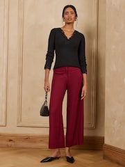 Love & Roses Black Lace Detail V-Neck Long Sleeve Knitted Top - Image 3 of 5