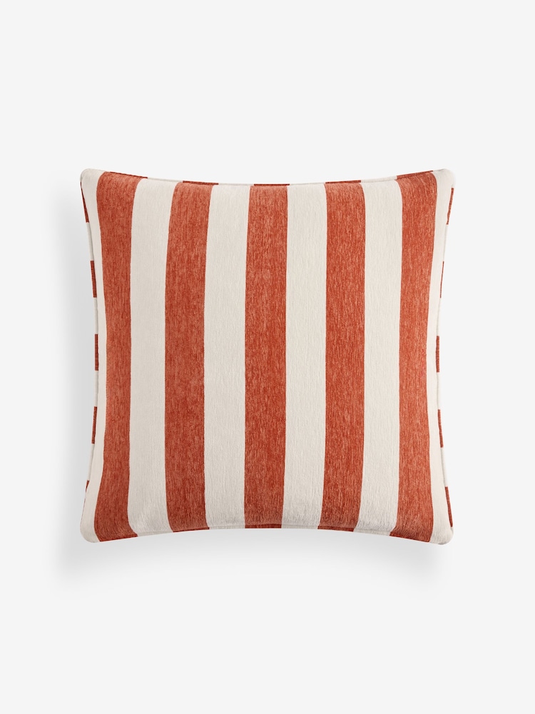Orange 59 x 59cm Chenille Stripe Cushion - Image 1 of 2