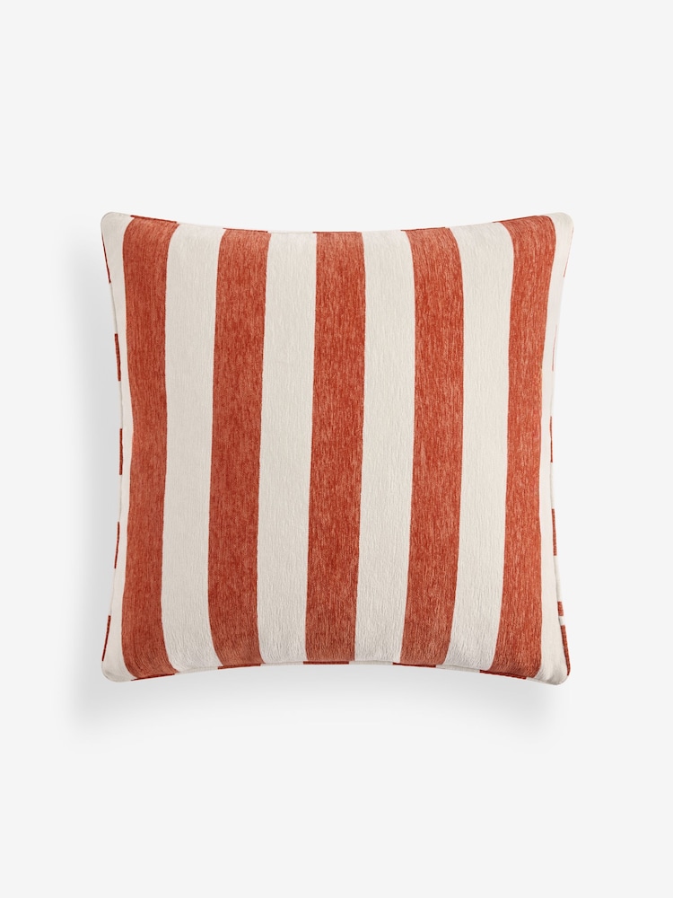 Orange 59 x 59cm Chenille Stripe Cushion - Image 2 of 2