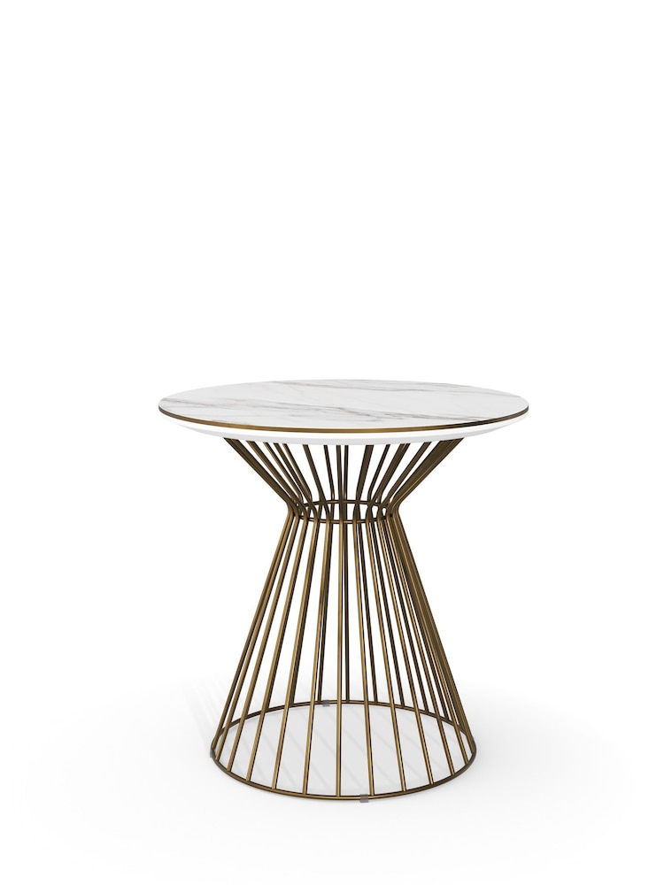 Centrepiece White Cage Circular Side Table - Image 4 of 4
