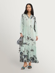 MUNTHE Bernadette Floral Print Midi Light Green Dress - Imagen 1 de 6
