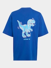 adidas Originals Blue Dinosaur Back Graphic T-Shirt - Image 1 of 5
