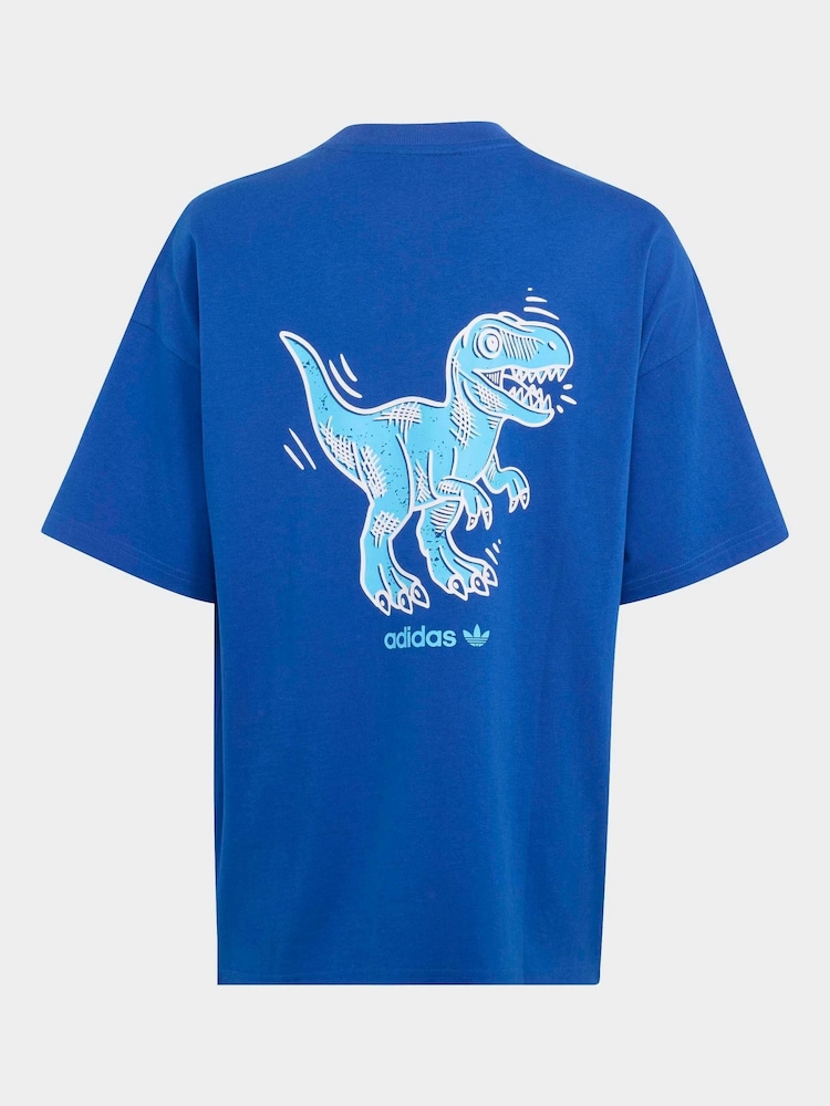 adidas Originals Blue Dinosaur Back Graphic T-Shirt - Image 1 of 5