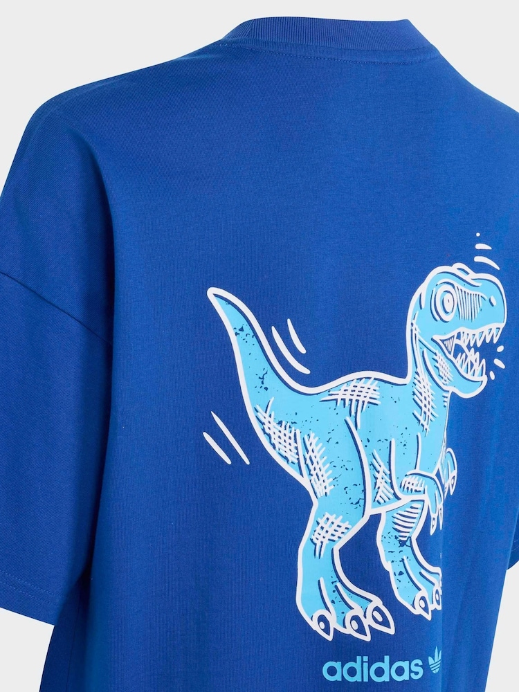 adidas Originals Blue Dinosaur Back Graphic T-Shirt - Image 5 of 5