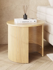 Jual Oak Fluted Round Side Table - Image 1 of 4