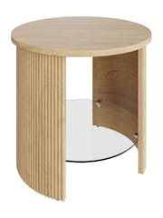 Jual Oak Fluted Round Side Table - Image 2 of 4