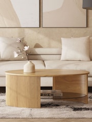 Jual Oak Fluted Oval Coffee Table - Image 1 of 4