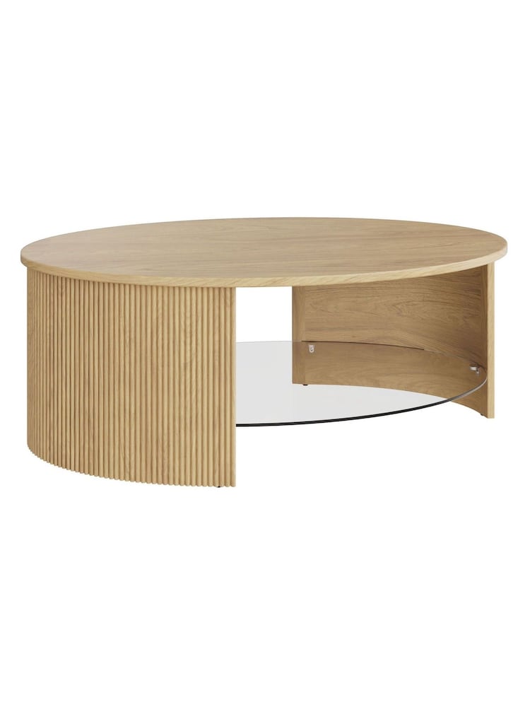 Jual Oak Fluted Oval Coffee Table - Image 2 of 4