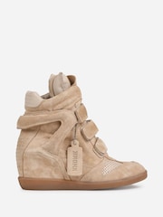 Bronx Natural Jaeyy Suede Velcro Wedge Boots - Image 3 of 6