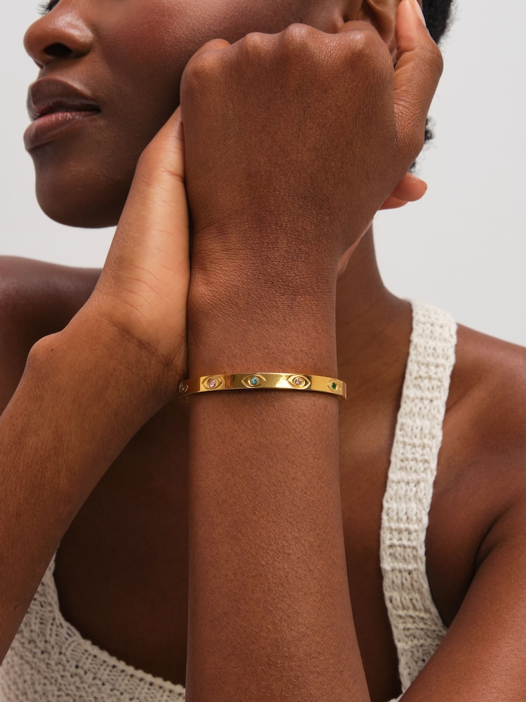 Jon Richard Gold Tone Waterproof Multi Colour Evil Eye Bangle - Image 1 of 3