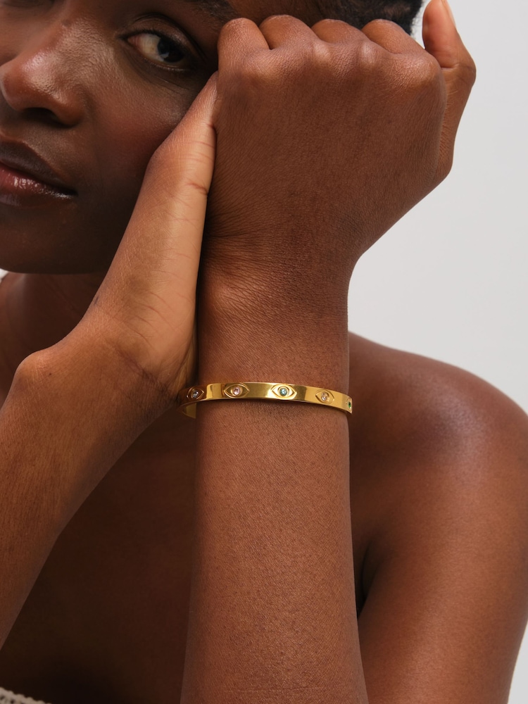 Jon Richard Gold Tone Waterproof Multi Colour Evil Eye Bangle - Image 2 of 3