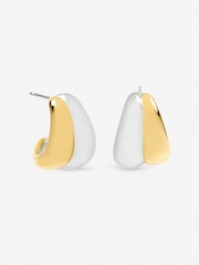 Jon Richard Metallic Waterproof Ribbed Dome Earrings - Image 1 of 3