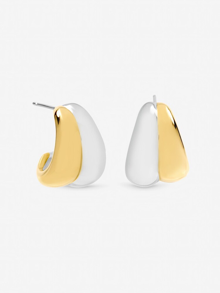 Jon Richard Metallic Waterproof Ribbed Dome Earrings - Image 1 of 3 Jon Richard Metallic Waterproof Ribbed Dome Earrings - Image 1 of 3