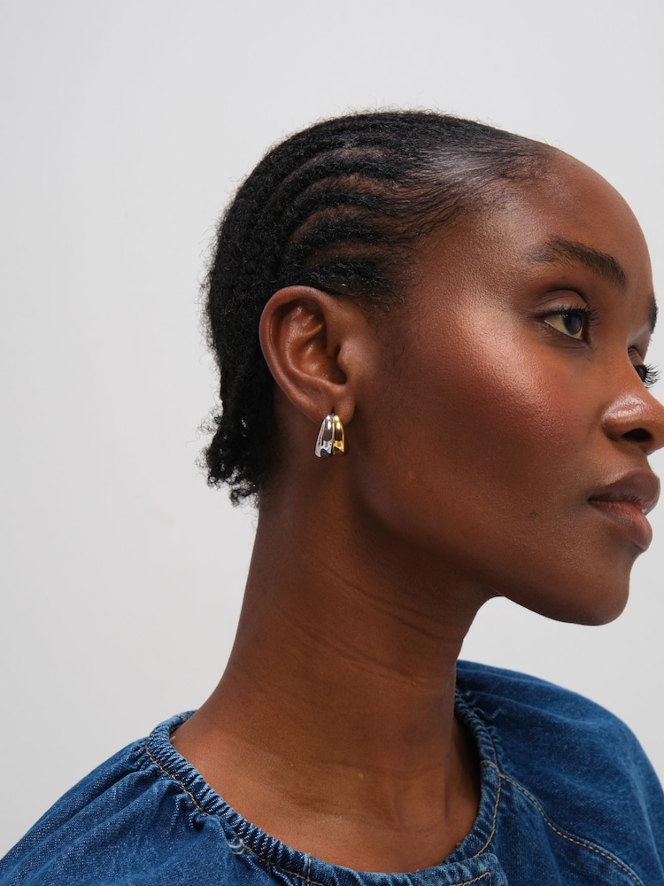 Jon Richard Metallic Waterproof Ribbed Dome Earrings - Image 2 of 3 Jon Richard Metallic Waterproof Ribbed Dome Earrings - Image 2 of 3