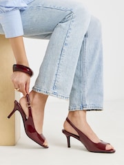 Simply Be Red Wide Fit Peep Toe Heeled Sandals - Image 1 of 4