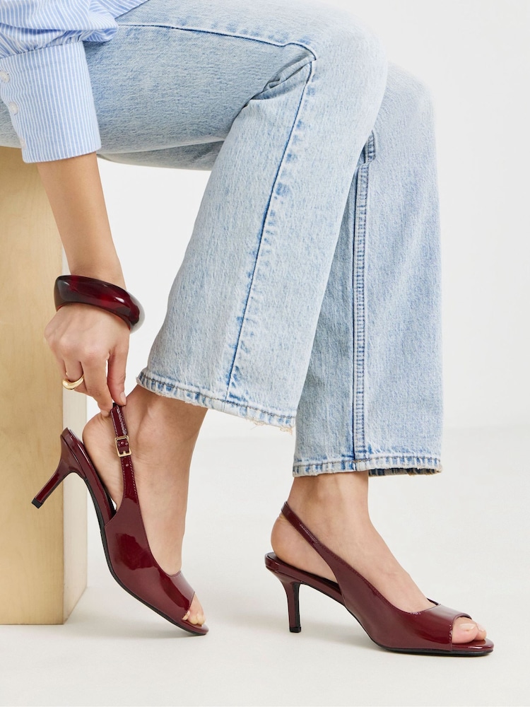 Simply Be Red Wide Fit Peep Toe Heeled Sandals - Image 1 of 4