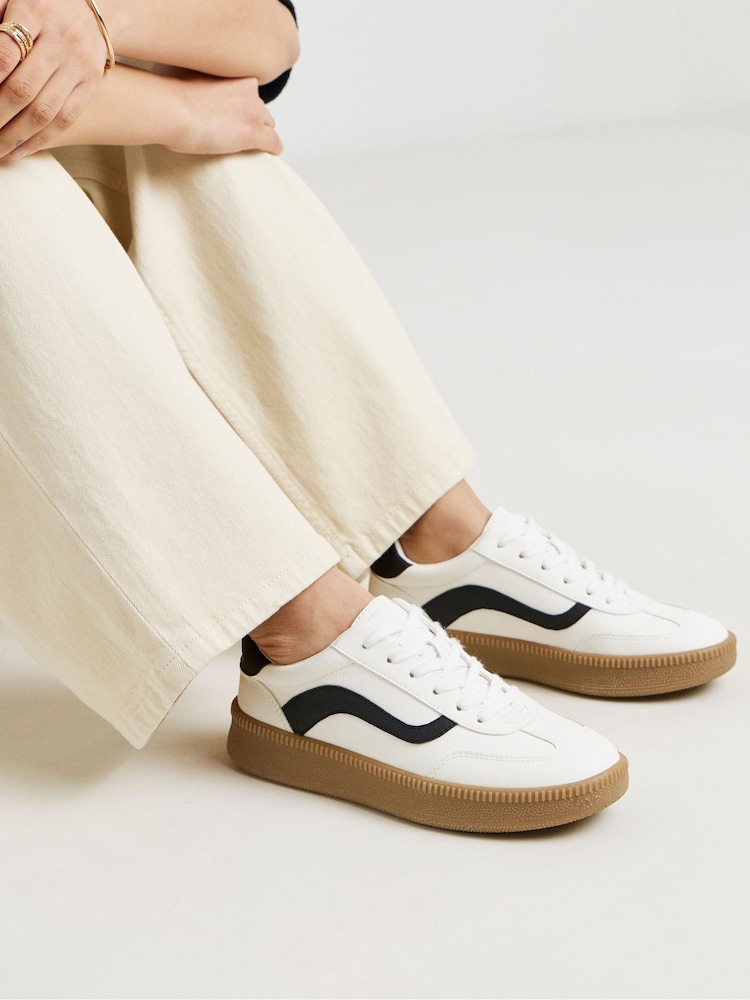 Simply Be Off White Wide Fit Chunky Retro Trainers - Image 1 of 4