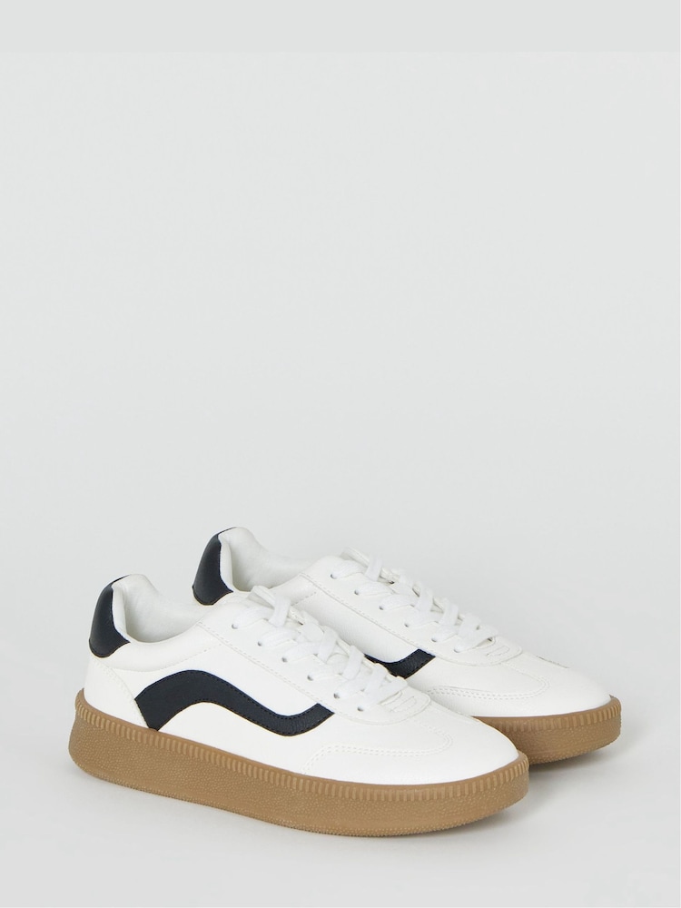Simply Be Off White Wide Fit Chunky Retro Trainers - Image 2 of 4