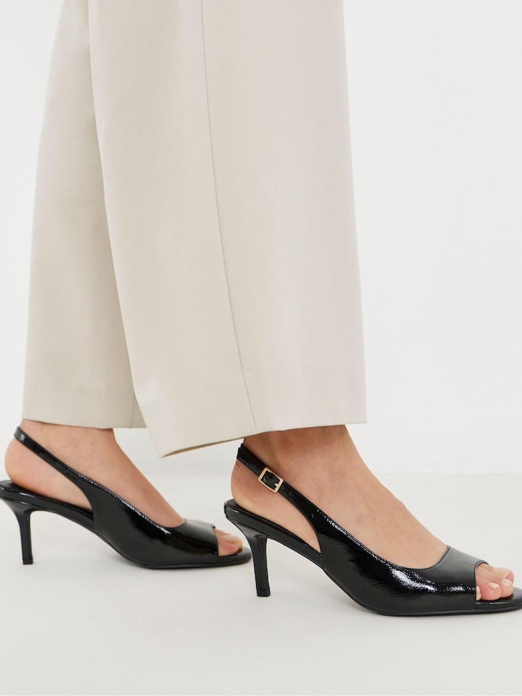 Simply Be Black Wide Fit Peep Toe Heeled Sandals - Image 1 of 4