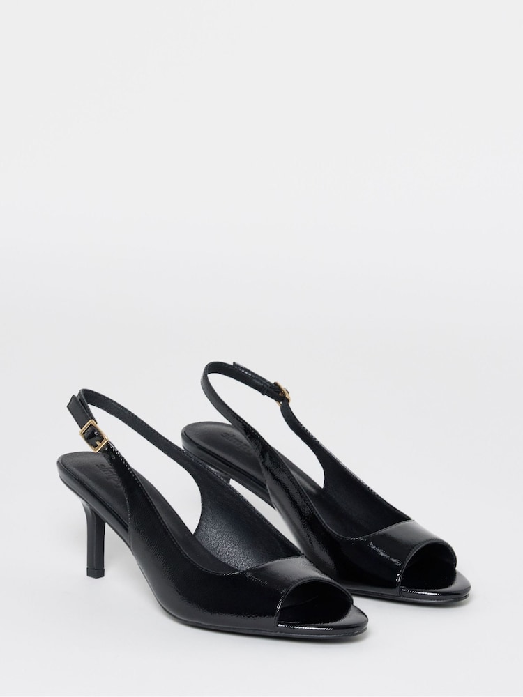 Simply Be Black Wide Fit Peep Toe Heeled Sandals - Image 2 of 4