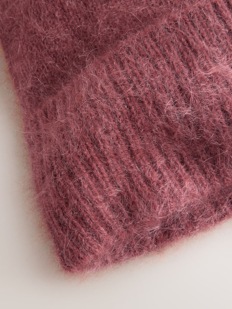Burgundy Red N.Premium Cashmere Beanie Hat - Image 2 of 3