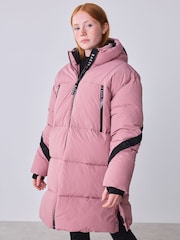 Baker by Ted Baker Pink Shower Resistant Longline Padded Coat - Image 1 of 7