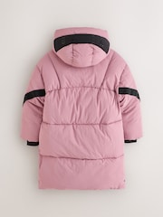 Baker by Ted Baker Pink Shower Resistant Longline Padded Coat - Image 10 of 16