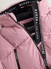Baker by Ted Baker Pink Shower Resistant Longline Padded Coat - Image 11 of 16