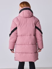 Baker by Ted Baker Pink Shower Resistant Longline Padded Coat - Image 2 of 7