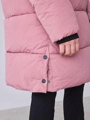 Baker by Ted Baker Pink Shower Resistant Longline Padded Coat - Image 6 of 7
