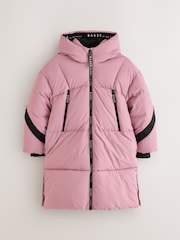 Baker by Ted Baker Pink Shower Resistant Longline Padded Coat - Image 8 of 16