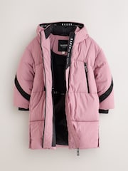 Baker by Ted Baker Pink Shower Resistant Longline Padded Coat - Image 9 of 16