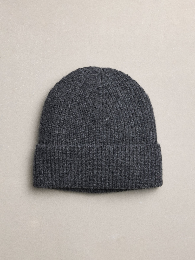 Charcoal Grey N.Premium Cashmere Beanie Hat - Image 1 of 3