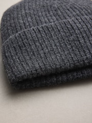 Charcoal Grey N.Premium Cashmere Beanie Hat - Image 3 of 3