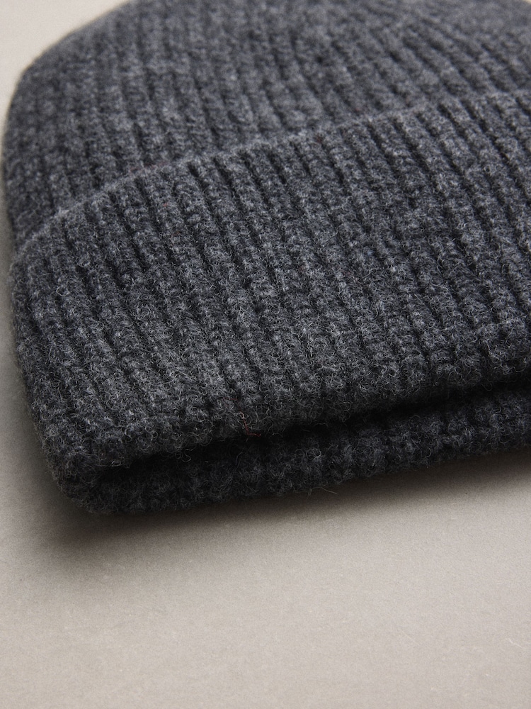 Charcoal Grey N.Premium Cashmere Beanie Hat - Image 3 of 3
