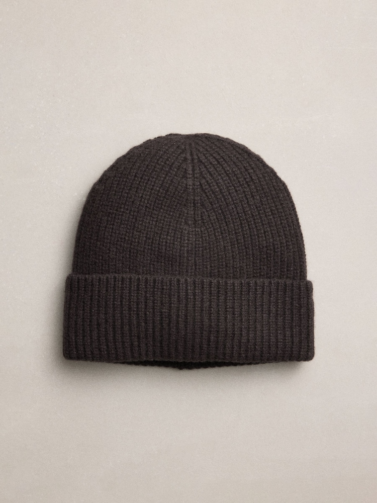 Chocolate Brown N.Premium Cashmere Beanie Hat - Image 1 of 3